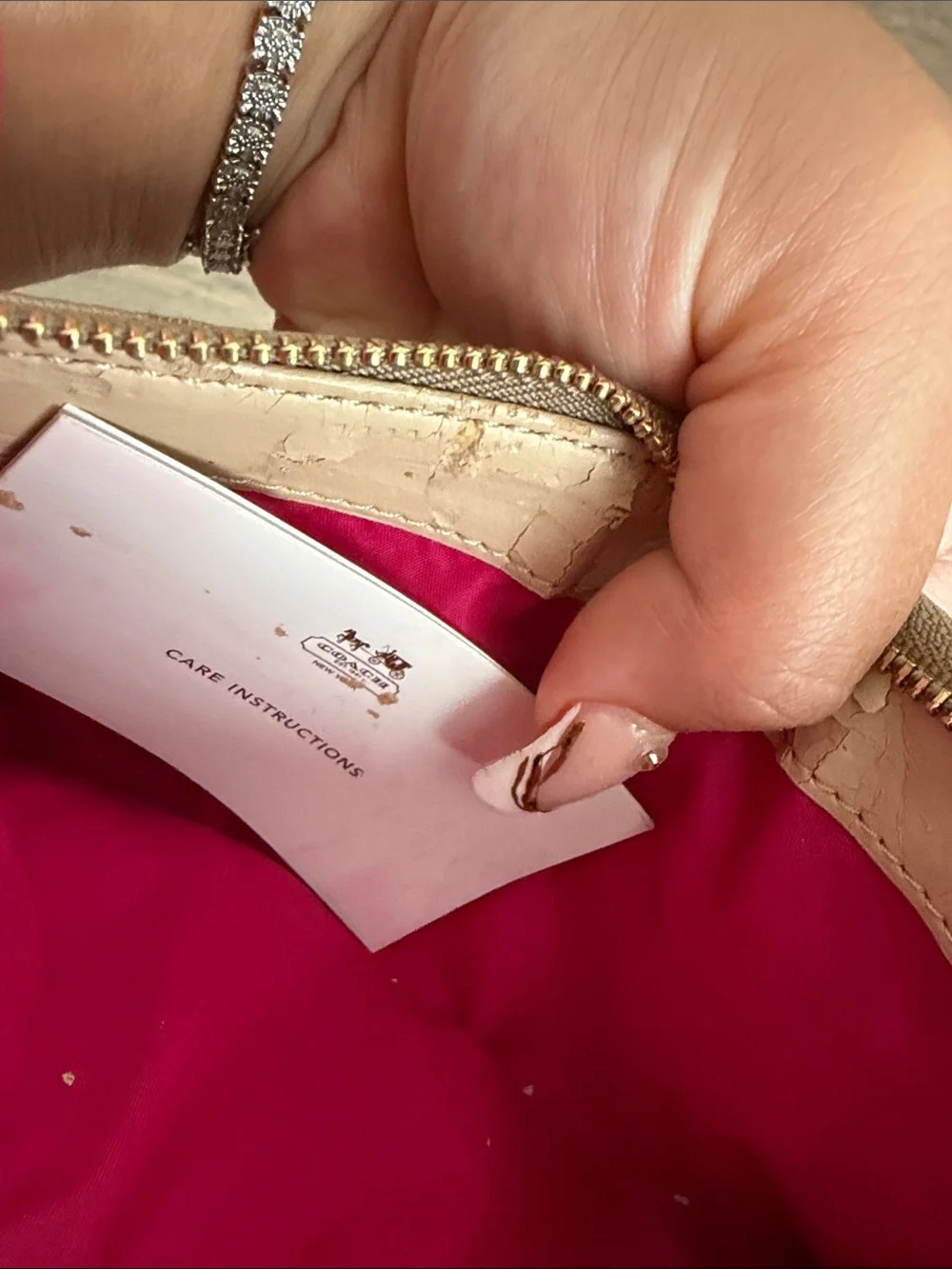 Coach Taupe Signature Canvas Wristlet with Turquoise, Pink & Yellow Accents